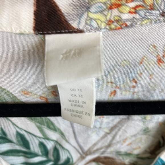 🍁H&M tunic top or beach coverup with flowers & leaves print - Picture 4 of 10